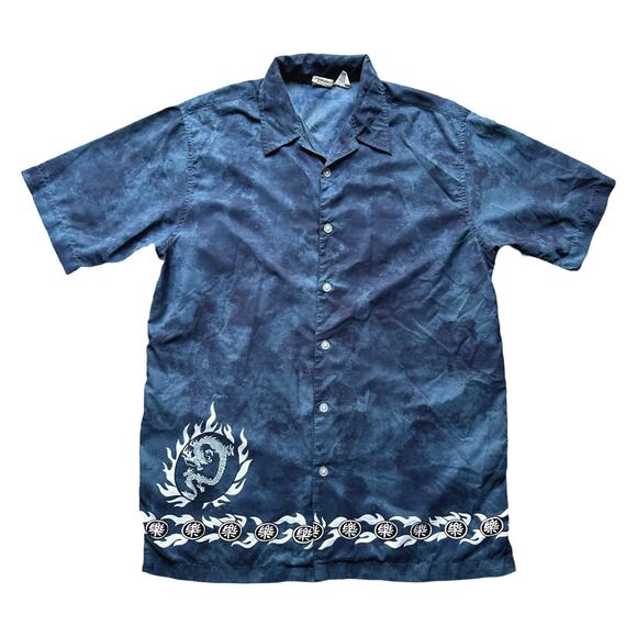 VTG Y2K Utility Dragon SS Button Up Shirt Mens M EUC - Picture 2 of 8
